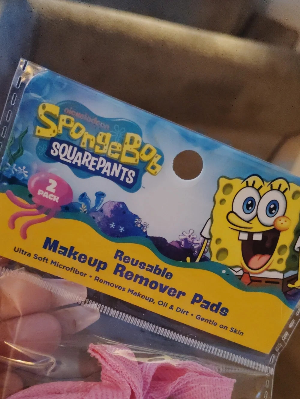 SpongeBob SquarePants Yellow & Pink Reusable Makeup Remover Pads - 2 Pack
